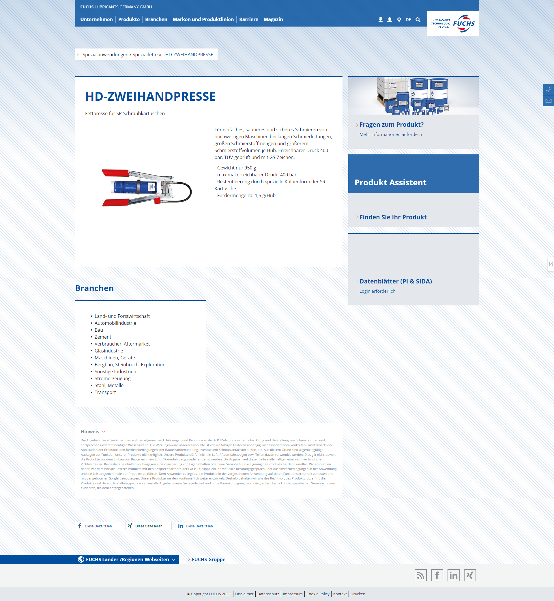 HD-ZWEIHANDPRESSE SR SCHRAUBKARTUSCHEN